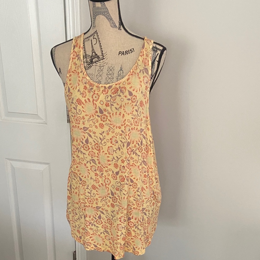 SO Yellow Floral Tank Top size-XL